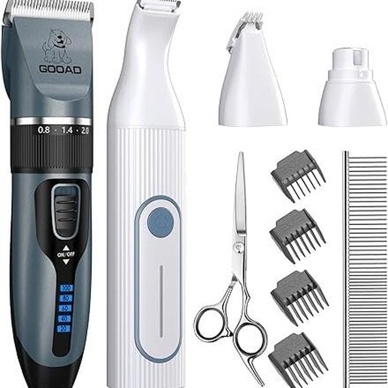 Dog Clippers and Dog Paw Trimmer,Cordless Dog Grooming Clippers for Thick Coats,Quiet Dog Nail Grinder, Dog Trimmer Grooming Kit, Shaver Hair Clippers Tools for Dogs Cats Pets