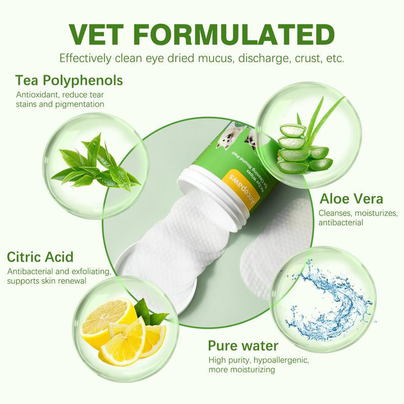 Ancopaws Pets: Aloe-Scented Eye Cleaning & Soothing Finger Wipes - Dog Supplies & Grooming