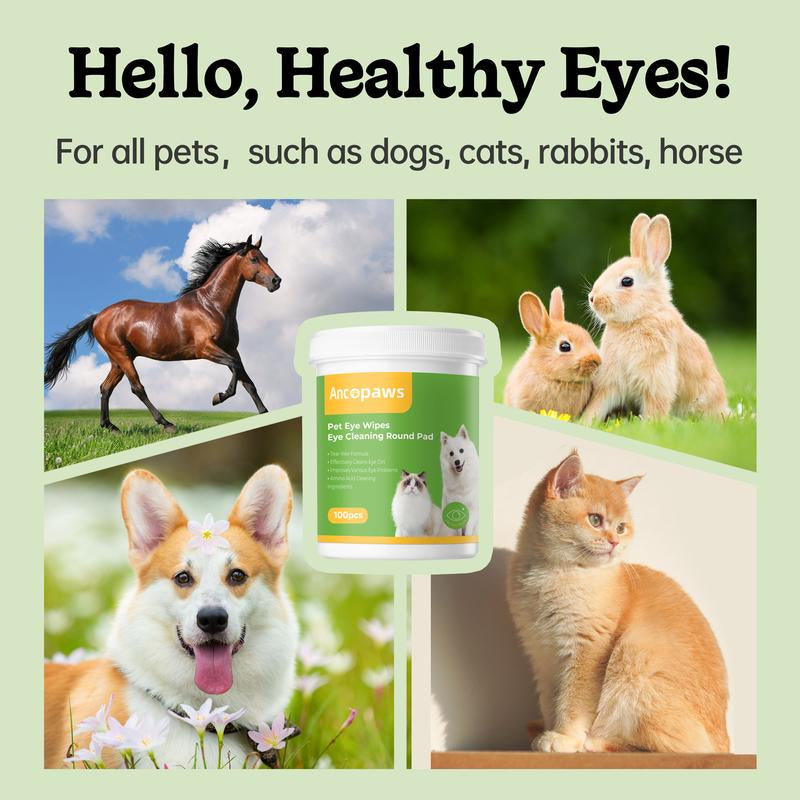 Ancopaws Pets: Aloe-Scented Eye Cleaning & Soothing Finger Wipes - Dog Supplies & Grooming