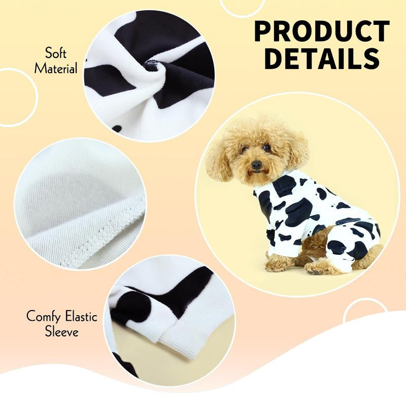 Cow Pattern Pet Pajama, Cute Pet Clothes, Comfortable Costumes Pet Sleepwear for Small Medium Large Dogs