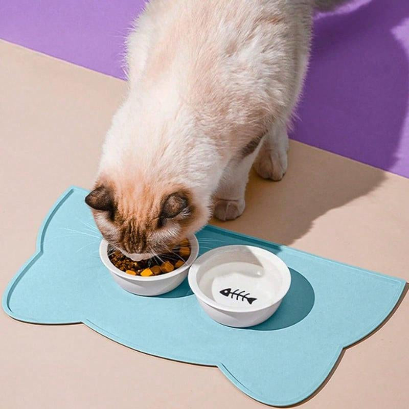 Cartoon Design Pet Placemat, anti Slip anti Spill Pets Feeding Mat, Waterproof Pets Dining Mat Pets Drinking Placemat, Pet Supplies Cat Accessories