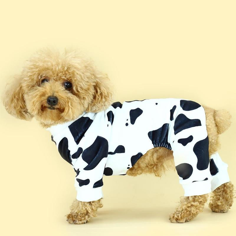 Cow Pattern Pet Pajama, Cute Pet Clothes, Comfortable Costumes Pet Sleepwear for Small Medium Large Dogs