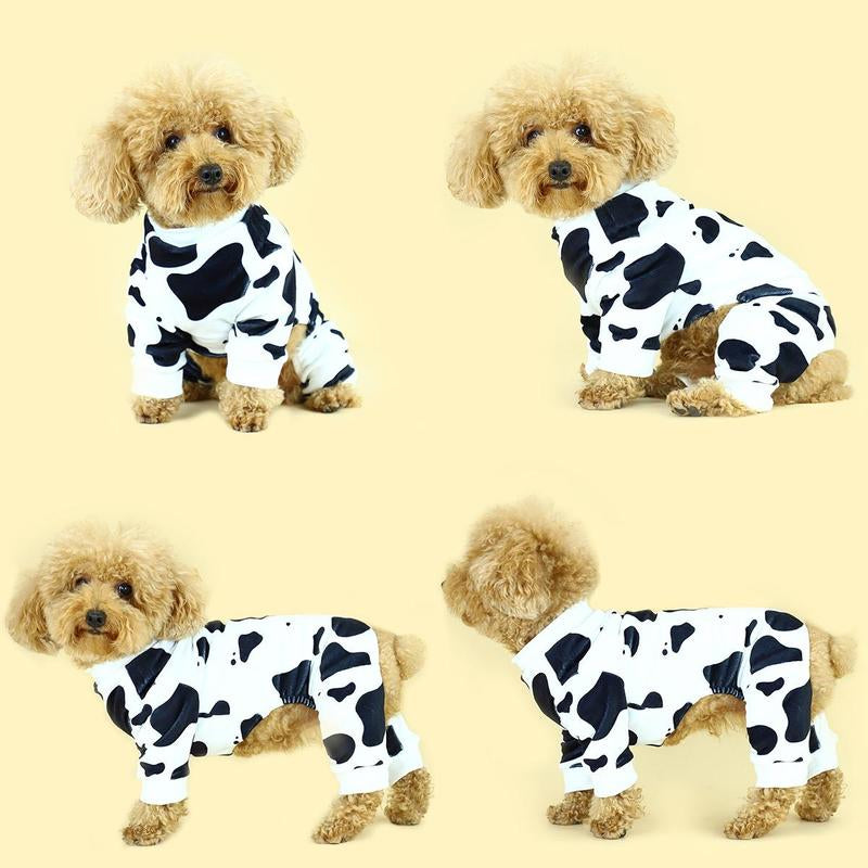 Cow Pattern Pet Pajama, Cute Pet Clothes, Comfortable Costumes Pet Sleepwear for Small Medium Large Dogs