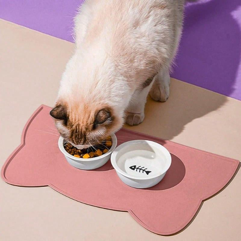 Cartoon Design Pet Placemat, anti Slip anti Spill Pets Feeding Mat, Waterproof Pets Dining Mat Pets Drinking Placemat, Pet Supplies Cat Accessories