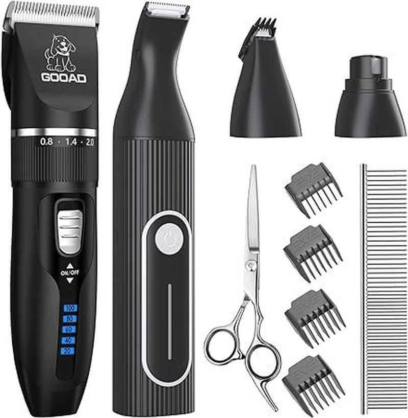 Dog Clippers and Dog Paw Trimmer,Cordless Dog Grooming Clippers for Thick Coats,Quiet Dog Nail Grinder, Dog Trimmer Grooming Kit, Shaver Hair Clippers Tools for Dogs Cats Pets