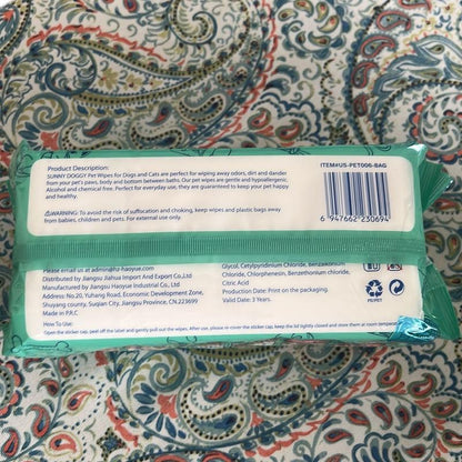 Pets Wipes 80Count (8 in X8In)