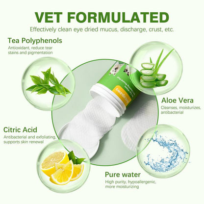 Ancopaws Pets: Aloe-Scented Eye Cleaning & Soothing Finger Wipes - Dog Supplies & Grooming