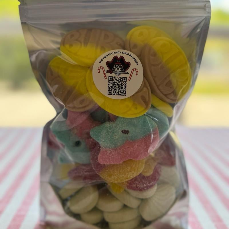 Banana Bubs Mix Bag (1 Lb) - Swedish Candy - BUBS Banana Caramel Ovals, Bubs Dizzy Skulls, Bubs Giant Sour Skulls & Bubs Fruity Pear Ovals, Bonbon Sweet & Sour Snack Sugar