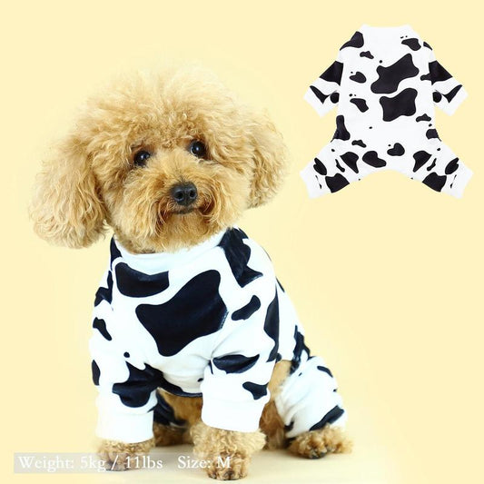 Cow Pattern Pet Pajama, Cute Pet Clothes, Comfortable Costumes Pet Sleepwear for Small Medium Large Dogs