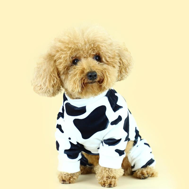 Cow Pattern Pet Pajama, Cute Pet Clothes, Comfortable Costumes Pet Sleepwear for Small Medium Large Dogs
