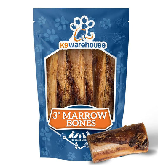 K9Warehouse Beef Stuffed Marrow Dog Bones - Pack of 6 - 3 Inch - for Medium and Large Dogs - 100% Natural